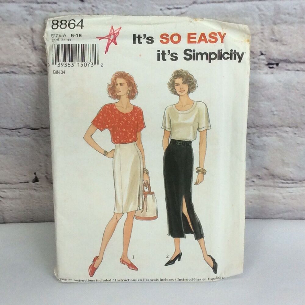 Simplicity Sewing Pattern #8864 Misses Sizes 6-16 Skirt 2 Lengths & Top Uncut